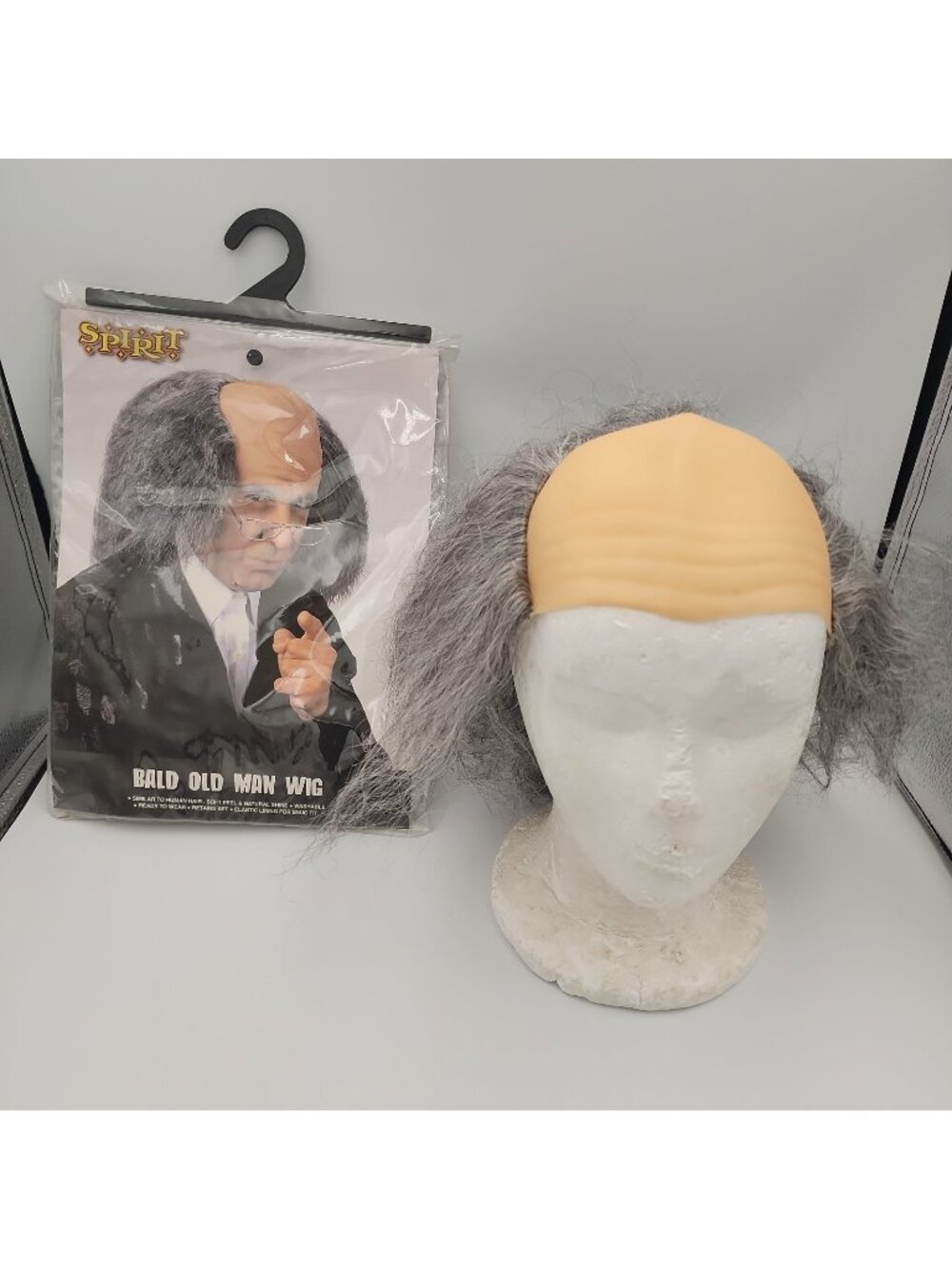 Bald Old Man Costume Wig & Bald Cap Spirit Washable Halloween NEW